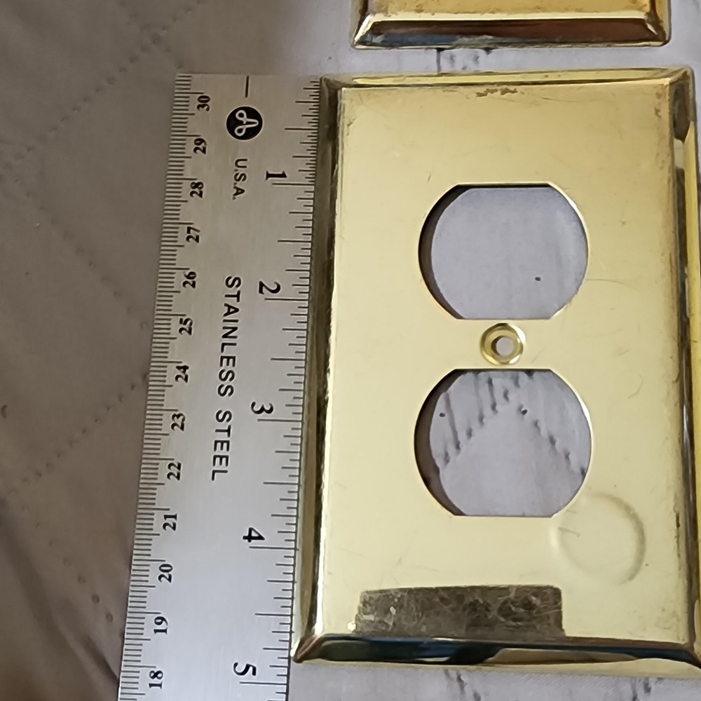 Vintage Solid Brass Wall Plate Lot Toggle Duplex Outlet Decorator Switch Covers - Picture 5 of 8